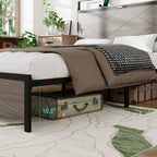 Full Size Wood & Metal Platform Bed | Storage Headboard with LED Touch Light & USB + Type-C Charging | Large Under-Bed Storage | Rust-Proof Steel | No Box Spring Needed | Antique Gray