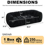 Modern Quilted Cloud Sofa | 3-Seat Chenille Pure Foam Couch | Piano-Key Backrest Design | Rounded Armrests | Deep-Seat Cushions | Living Room, Bedroom, Apartment | Beige/Black