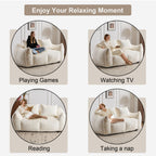Giant 2-Seat Bean Bag Sofa for Adults | Ultra Soft Faux Fur | High-Density Shredded Memory Foam | 650 lbs | No Assembly Required | With Pillows & Large Armrests | White/Gray/Black/Brown/Yellow/Green