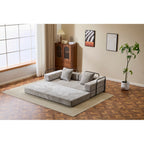 3-Seat Convertible Floor Sofa Bed | Foldable Armrest & Backrest | Premium Chenille + Memory Foam | Pillow Back Support | No Assembly Required | Multi-Occasion | Light Gray/Dark Gray/Dark Green/Baby Blue/Orange