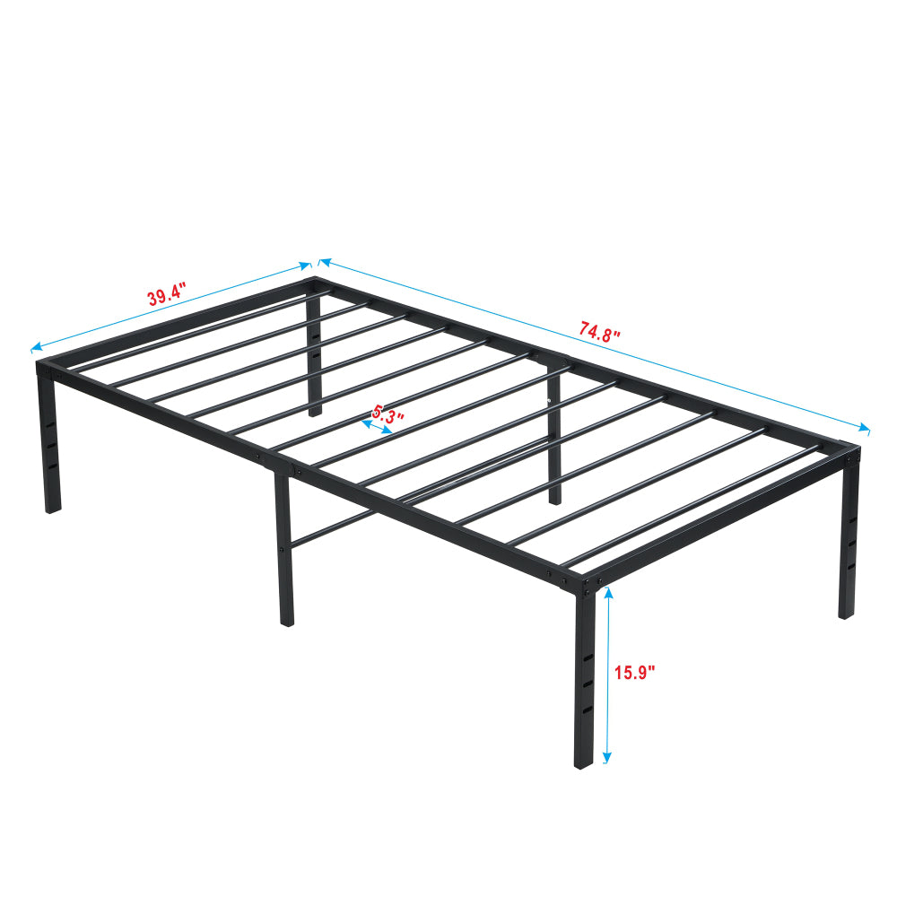 Twin/Full/Queen/King Size Heavy Duty Metal Platform Bed Frame | 750 lbs Steel Slat Support | No Noise No Shaking | Under-Bed Storage Space | Quick & Easy Assembly | Black