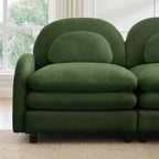 2-Seat Modular Teddy Fabric Cloud Sofa | Curved Backrest & Armrest | Double-Layer Cushion | Vintage Color Options | Precision Screw Connectors | Easy Assembly | Beige White / Green / Orange / Caramel