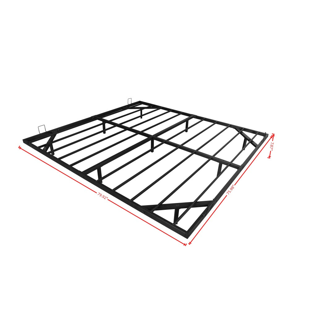 Queen/King Size Floating Metal Platform Bed | Hidden LED Underglow App & Remote Control | 10 Slats + 4 Cross Frames + 6 Steel Legs | 1000 lbs | No Box Spring Needed | Black