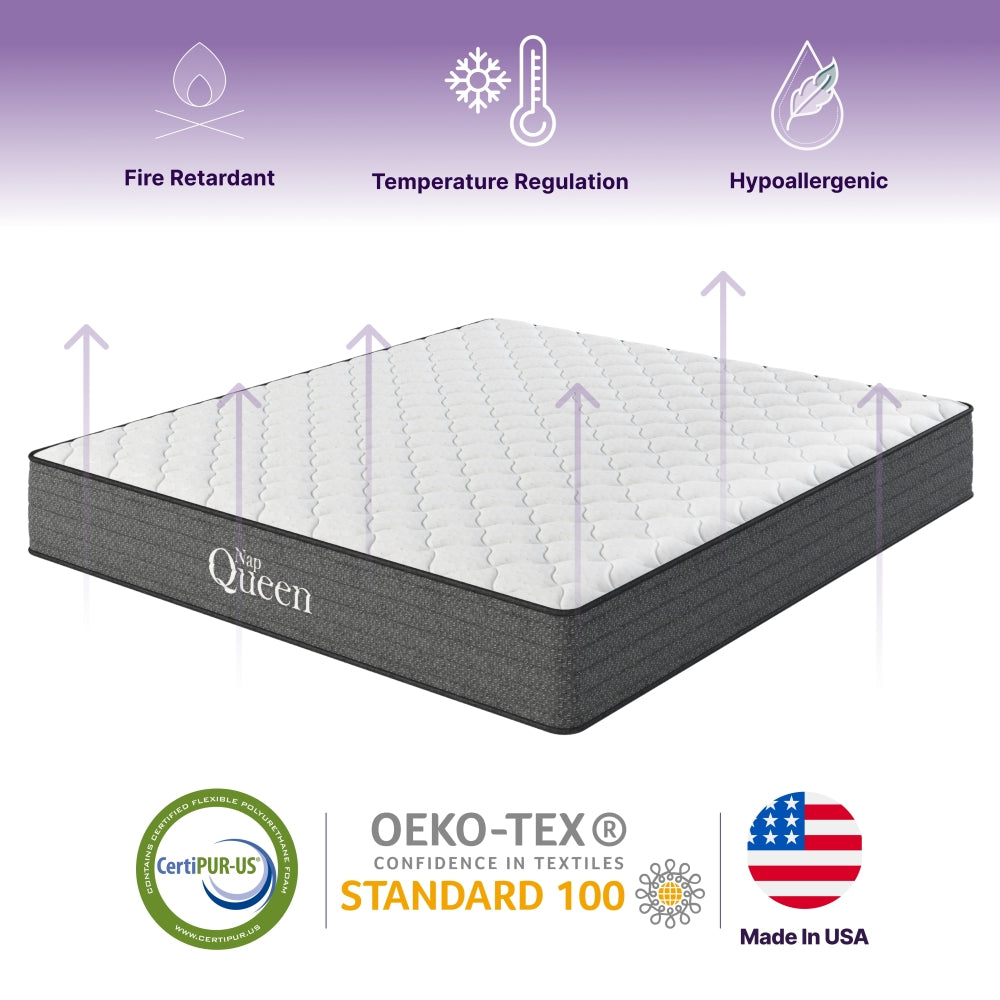 Twin/Full/Queen/King 10" Cooling Gel Hybrid Mattress | Orthopedic Pocket Spring + Memory Foam | Pressure Relief | Low Motion Transfer | Water Resistant | Adjustable Base Compatible | CertiPUR-US Certified | Made in USA