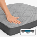 Twin/Queen/King — 12" Hybrid Medium Firm Mattress | Pocketed Coil Innerspring + Cooling Gel + Memory Foam | Knitted Breathable Top Panel | Low Motion Transfer | CertiPUR-US Certified | Bedroom | Black/Gray