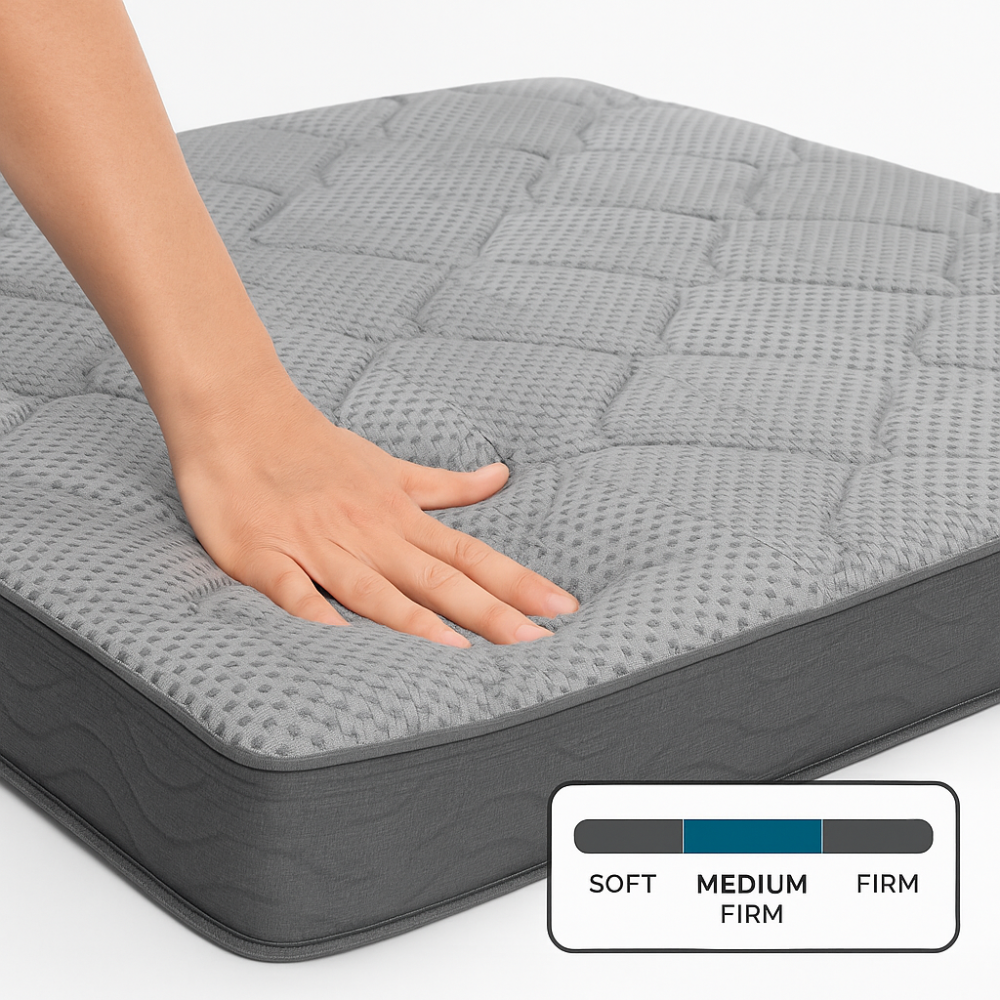Twin/Queen/King — 12" Hybrid Medium Firm Mattress | Pocketed Coil Innerspring + Cooling Gel + Memory Foam | Knitted Breathable Top Panel | Low Motion Transfer | CertiPUR-US Certified | Bedroom | Black/Gray
