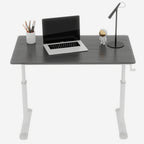 Height-Adjustable Standing Desk — 39" Manual Crank Sit-Stand Desk for Kids & Adults | Ergonomic Home Office Study Table | Sturdy Dual-Column Frame | No Electricity Needed | Compact Minimalist Design | White