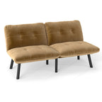 63" Convertible Folding Sofa Bed | 2-Seat Velvet Upholstered Couch | Adjustable Multi-Angle Backrest | Sofa, Lounger & Twin Bed | Metal Frame | 800 lbs Capacity | Easy Assembly | Living Room, Apartment | Cream/Aqua Gray/Brown