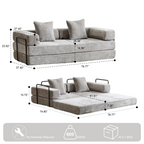 3-Seat Convertible Floor Sofa Bed | Foldable Armrest & Backrest | Premium Chenille + Memory Foam | Pillow Back Support | No Assembly Required | Multi-Occasion | Light Gray/Dark Gray/Dark Green/Baby Blue/Orange