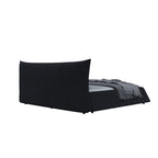 Queen/King Size Velvet Upholstered Platform Bed | Oversized Trapezoid Headboard | 1000 lbs | Pine Wood & Iron Frame | 24 Slats | No Box Spring | White/Black