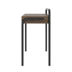 45.8" Modern Classic Writing Desk | Woodgrain Walnut MDF Top | Powder-Coated Steel Frame | 2 Under-Desk Open Shelves | Industrial Style | Part of Allure Collection | Home Office, Study Room | Walnut