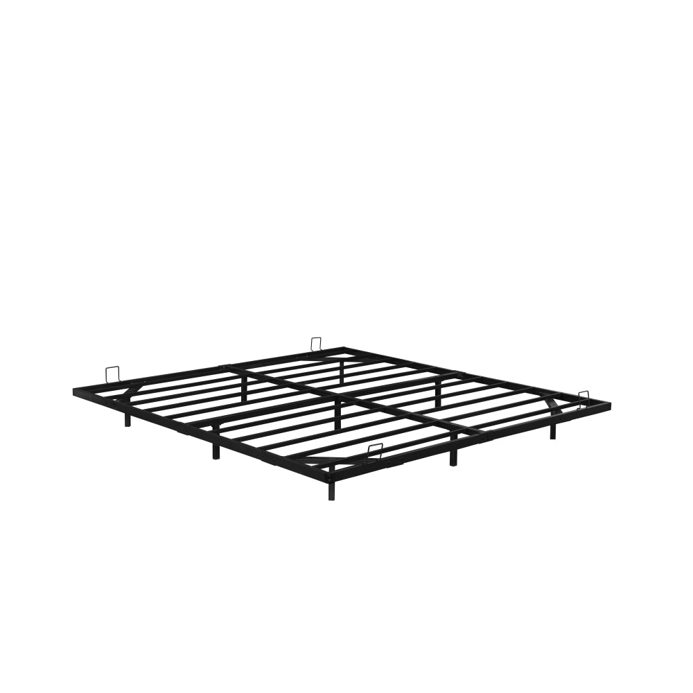 Queen/King Size Floating Metal Platform Bed | Hidden LED Underglow App & Remote Control | 10 Slats + 4 Cross Frames + 6 Steel Legs | 1000 lbs | No Box Spring Needed | Black