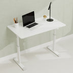 Height-Adjustable Standing Desk — 39" Manual Crank Sit-Stand Desk for Kids & Adults | Ergonomic Home Office Study Table | Sturdy Dual-Column Frame | No Electricity Needed | Compact Minimalist Design | White