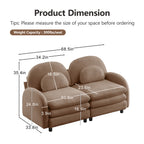 2-Seat Modular Teddy Fabric Cloud Sofa | Curved Backrest & Armrest | Double-Layer Cushion | Vintage Color Options | Precision Screw Connectors | Easy Assembly | Beige White / Green / Orange / Caramel