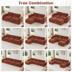 2-Piece Modular Cloud Sofa Set | 2+2 Deep-Seat Velvet Couch | 32D High-Density Boneless Foam | Retro Tufted Rounded Design | Flexible Layout | No Assembly Required | Living Room, Apartment | Camel/Red/Green/Blue