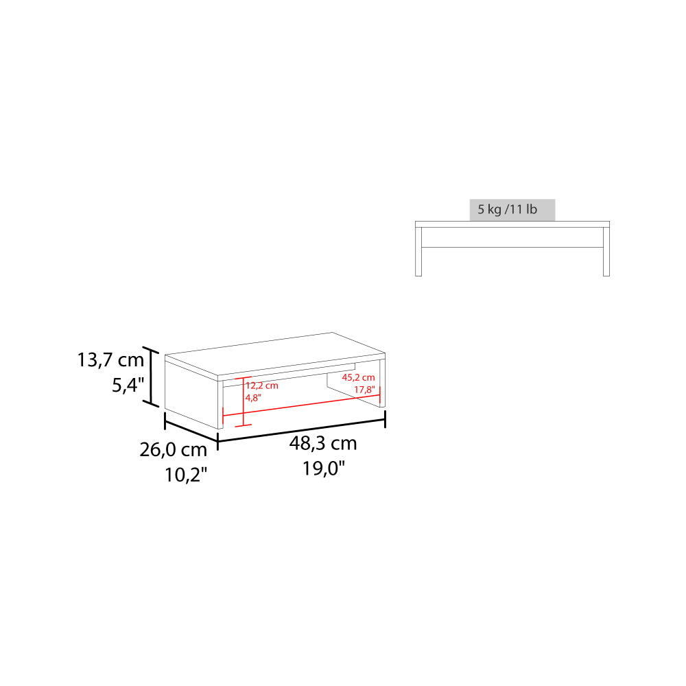 19" Wide Monitor Stand Riser | 5.4" Elevated Screen Height | Non-Scratch Non-Slip Laminate | 50 lbs Capacity | 18"×10" Under-Desk Storage | 3-Minute Easy Assembly | Home Office, Desk Organizer | Light Gray