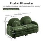 2-Seat Modular Teddy Fabric Cloud Sofa | Curved Backrest & Armrest | Double-Layer Cushion | Vintage Color Options | Precision Screw Connectors | Easy Assembly | Beige White / Green / Orange / Caramel