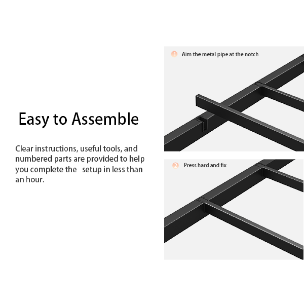 Twin/Full/Queen Size Metal Platform Bed Frame | Classic Spindle Headboard & Footboard | Reinforced Sturdy Structure | Ample Under-Bed Storage | No Box Spring Needed | Black/Charcoal Gray/White