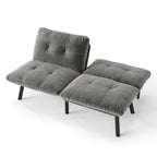 63" Convertible Folding Sofa Bed | 2-Seat Velvet Upholstered Couch | Adjustable Multi-Angle Backrest | Sofa, Lounger & Twin Bed | Metal Frame | 800 lbs Capacity | Easy Assembly | Living Room, Apartment | Cream/Aqua Gray/Brown