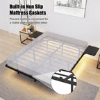 Full/Queen Size Heavy Duty Metal Platform Bed | 2 Bedside Shelves | LED Light | Reinforced Steel Slats | 800 lbs | Under-Bed Storage | No Box Spring Needed | Black