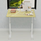 Height-Adjustable Standing Desk — 39" Manual Crank Sit-Stand Desk for Kids & Adults | Ergonomic Home Office Study Table | Sturdy Dual-Column Frame | No Electricity Needed | Compact Minimalist Design | White