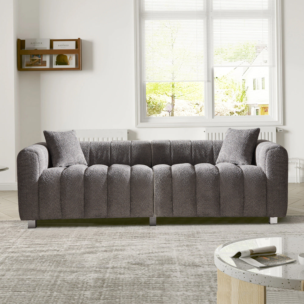 83.46" Modern Bubble Modular 3-Seat Velvet Sofa