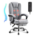Massage Executive Office Chair | Heat + 6 Vibration Points + 8 Massage Modes | 90°–135° Reclining Backrest | Retractable Footrest | Padded Armrests + Thickened Headrest | 400 lbs Capacity | Easy Assembly | Gray/Black
