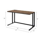 47" Modern Writing Desk with Built-In USB Port | Walnut MDF Top + Black Metal Sled Base | Open Legroom Design | KD Easy Assembly | Spacious Rectangular Work Surface | Home Office, Study, Laptop | Walnut/Black