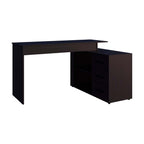 Wenge L-Shaped Desk with 3 Drawers and Storage Space — 54.1" W x 39.9" D x 29.5" H | Modern Computer Desk | Pedestal Base | Spacious Work Surface | Under-Desk Storage | Particle Board | Office, Home Office & Study Room | Wenge