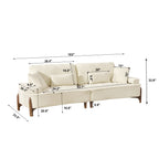 103" Deep Seat 3-Seater Sofa | 24" Extra Deep Cushions | Cloud Velvet Polyester Fabric | Solid Eucalyptus Frame & Wood Legs | 4 Pillows Included | 600 lbs | Pillow Top Arms | Beige / Green / Brick Red