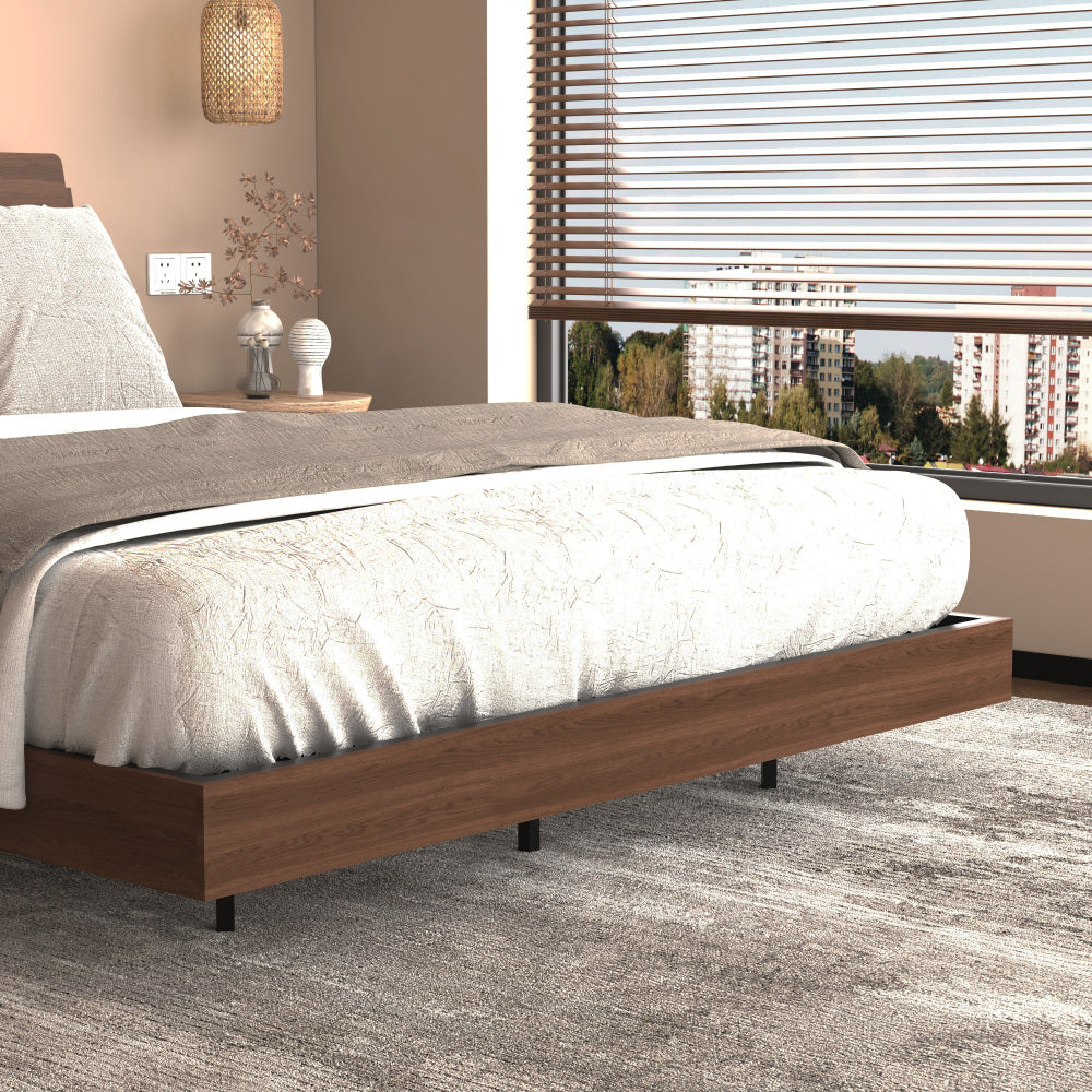 Full/Queen Size Wood Platform Bed with Bookshelf Storage Headboard | 2 Drawers | 2 AC Outlets 1 USB 1 Type-C Charging Station | 60,001 Color LED Lights APP Control | No Box Spring | Brown/Black/Walnut