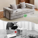 3-Seat Convertible Floor Sofa Bed | Foldable Armrest & Backrest | Premium Chenille + Memory Foam | Pillow Back Support | No Assembly Required | Multi-Occasion | Light Gray/Dark Gray/Dark Green/Baby Blue/Orange