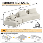 139" Oversized Modular Sectional Sofa | 4-Seat DIY Fluffy Chenille Deep-Seat Couch & Sofa Bed | Removable Backrests & Pillows | High-Density Rebound Foam | Anti-Slip Base | No Assembly | Living Room, Office | Dark Gray/Beige