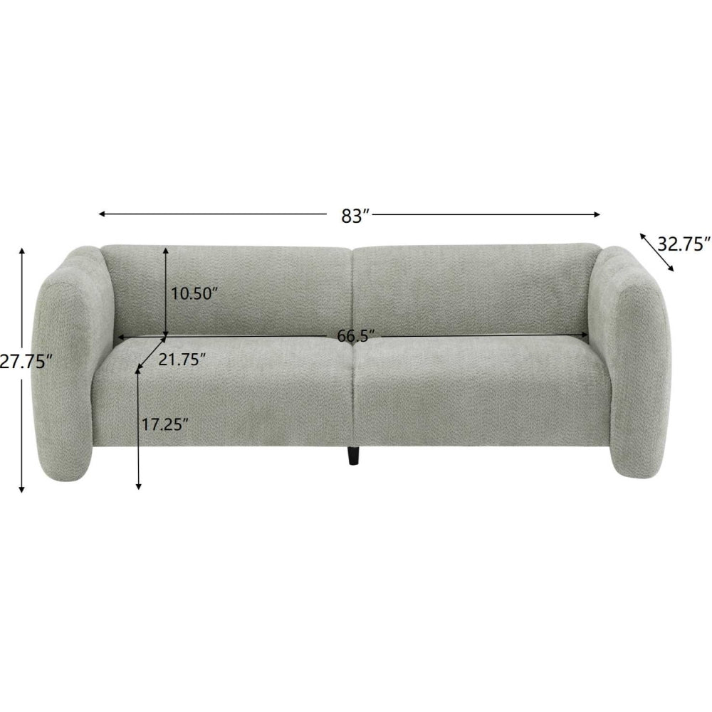 83" Modern Wave Design 3-Seat Boucle Sofa | Graceful Curved Silhouette | High-Resilience Foam + Thickened Cushions | Sturdy Wood Frame | 900 lbs Capacity | Living Room, Bedroom, Apartment | Light Green/Beige/Camel