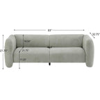 83" Modern Wave Design 3-Seat Boucle Sofa | Graceful Curved Silhouette | High-Resilience Foam + Thickened Cushions | Sturdy Wood Frame | 900 lbs Capacity | Living Room, Bedroom, Apartment | Light Green/Beige/Camel