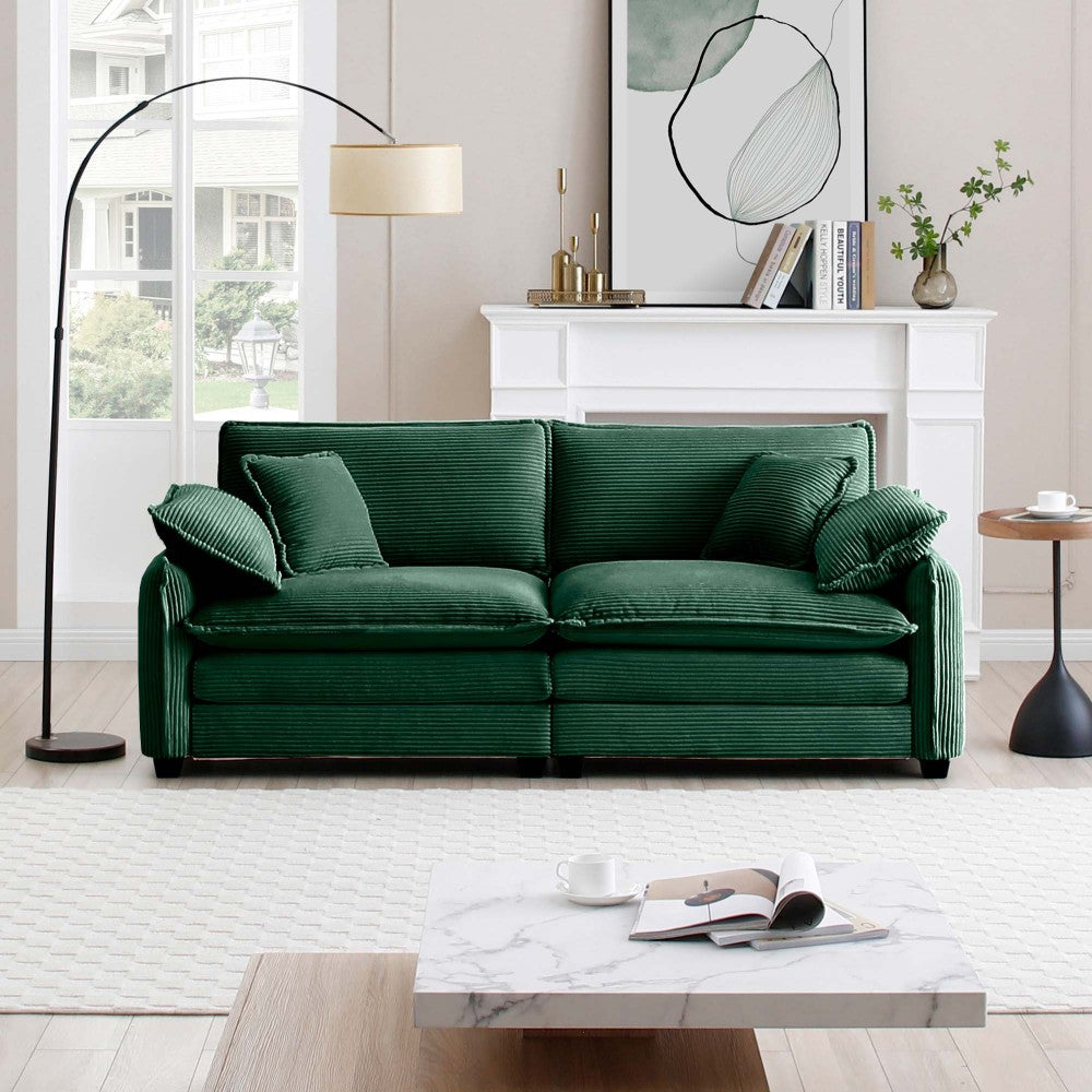 Large Deep-Seat 2-Seat Corduroy Sofa