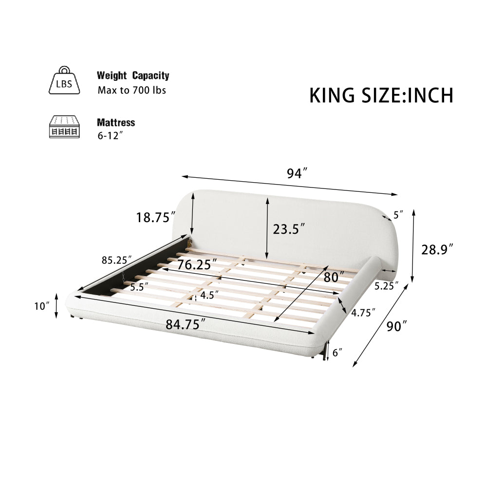 Boucle Upholstered Platform Bed