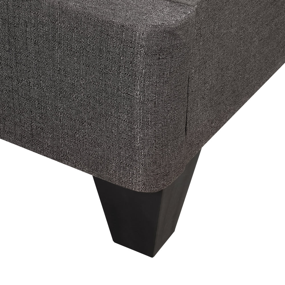 Twin/Full/Queen/King Size Low Profile Platform Bed Base | Upholstered Dark Gray Linen Fabric | Headboard Attachment Kit Included | Plywood & Wood Frame | No Box Spring Needed | Dark Gray