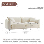 87.4" Sherpa Cloud 3-Seater Loveseat Sofa | Precision-Tailored Stitching | High-Density Foam Fill | Solid Hardwood Frame with Reinforced Joints | Stain-Resistant Velvet | 2 Pillows Included | White / Beige