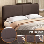 Full Size Floating PU Leather Platform Bed | Remote-Controlled LED Underglow 8 Dynamic Effects | Hidden Foot Design | Strong Wood Beam & Metal Legs | No Box Spring Needed | Easy Assembly | Green / Coffee