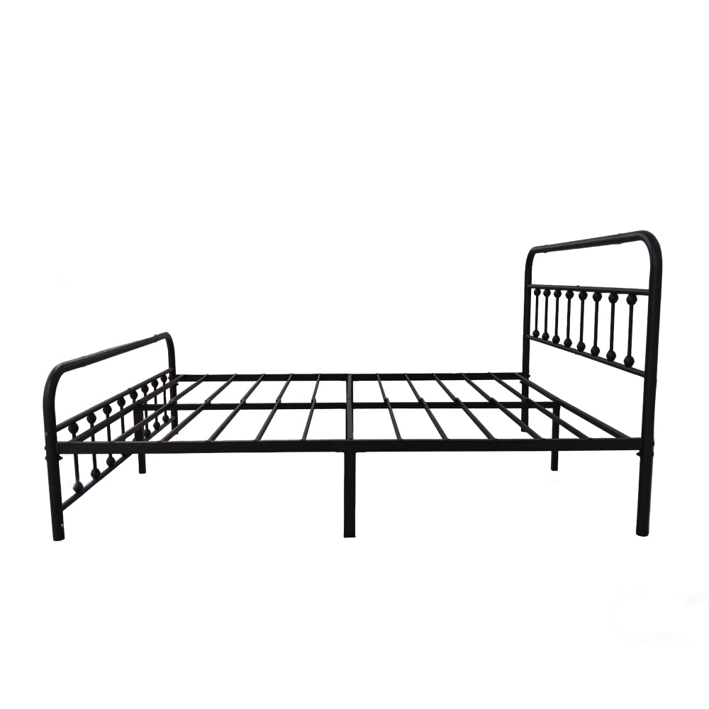 Twin/Full/Queen Size Metal Platform Bed Frame | Classic Spindle Headboard & Footboard | Reinforced Sturdy Structure | Ample Under-Bed Storage | No Box Spring Needed | Black/Charcoal Gray/White