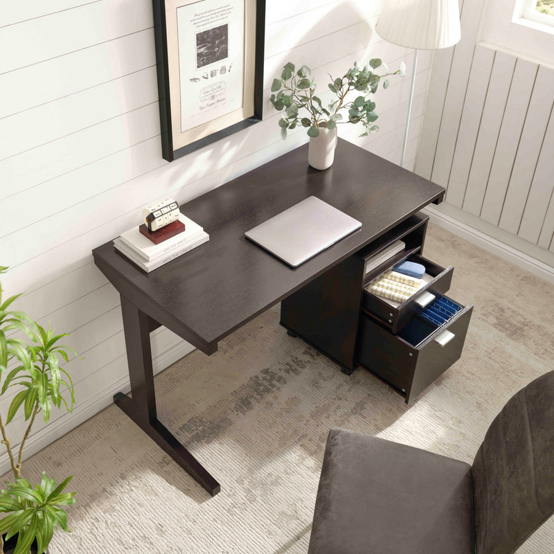 Home office desk with detached file cabinet