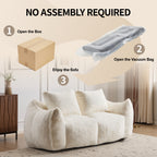 Giant 2-Seat Bean Bag Sofa for Adults | Ultra Soft Faux Fur | High-Density Shredded Memory Foam | 650 lbs | No Assembly Required | With Pillows & Large Armrests | White/Gray/Black/Brown/Yellow/Green