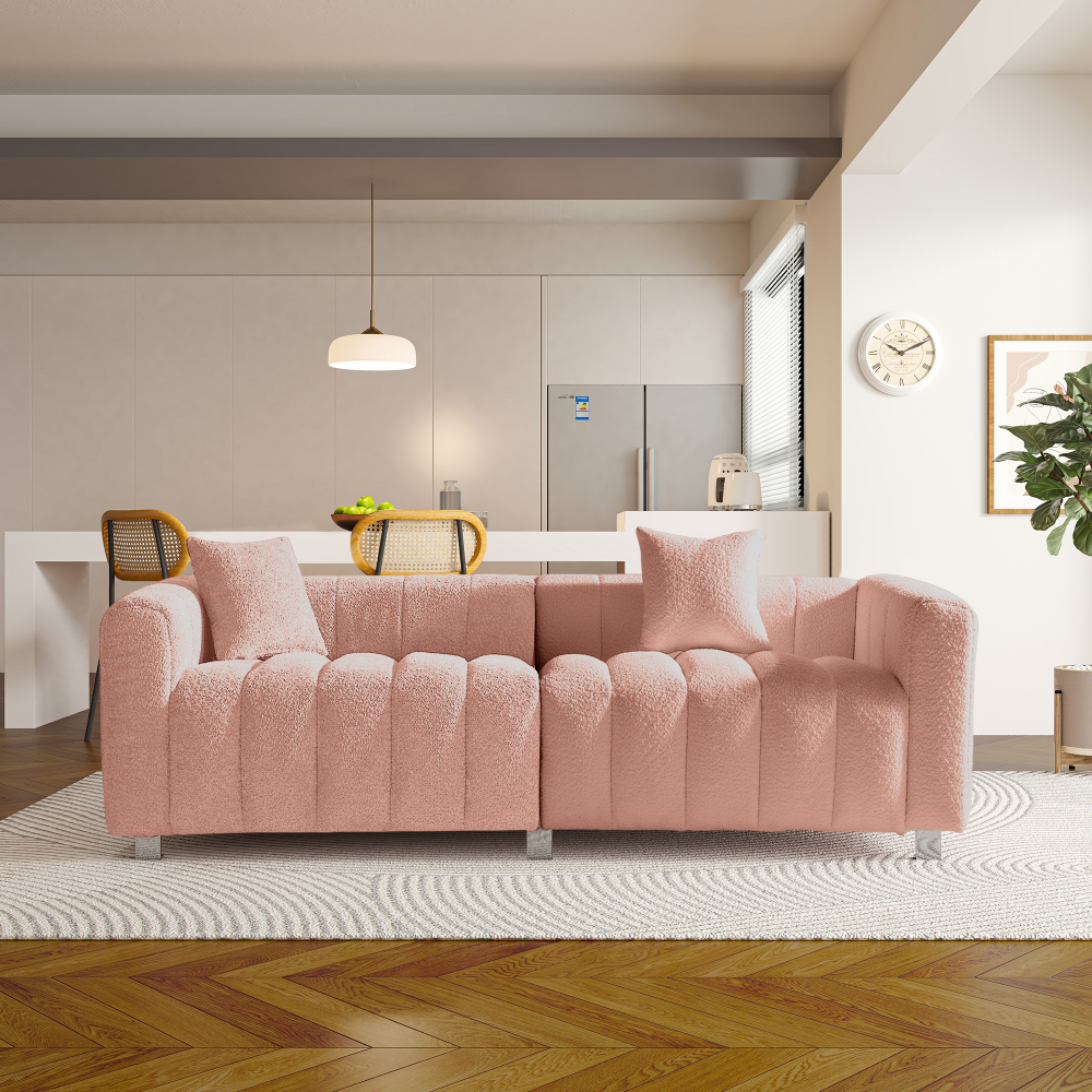 83.46" Modern Bubble Modular 3-Seat Velvet Sofa