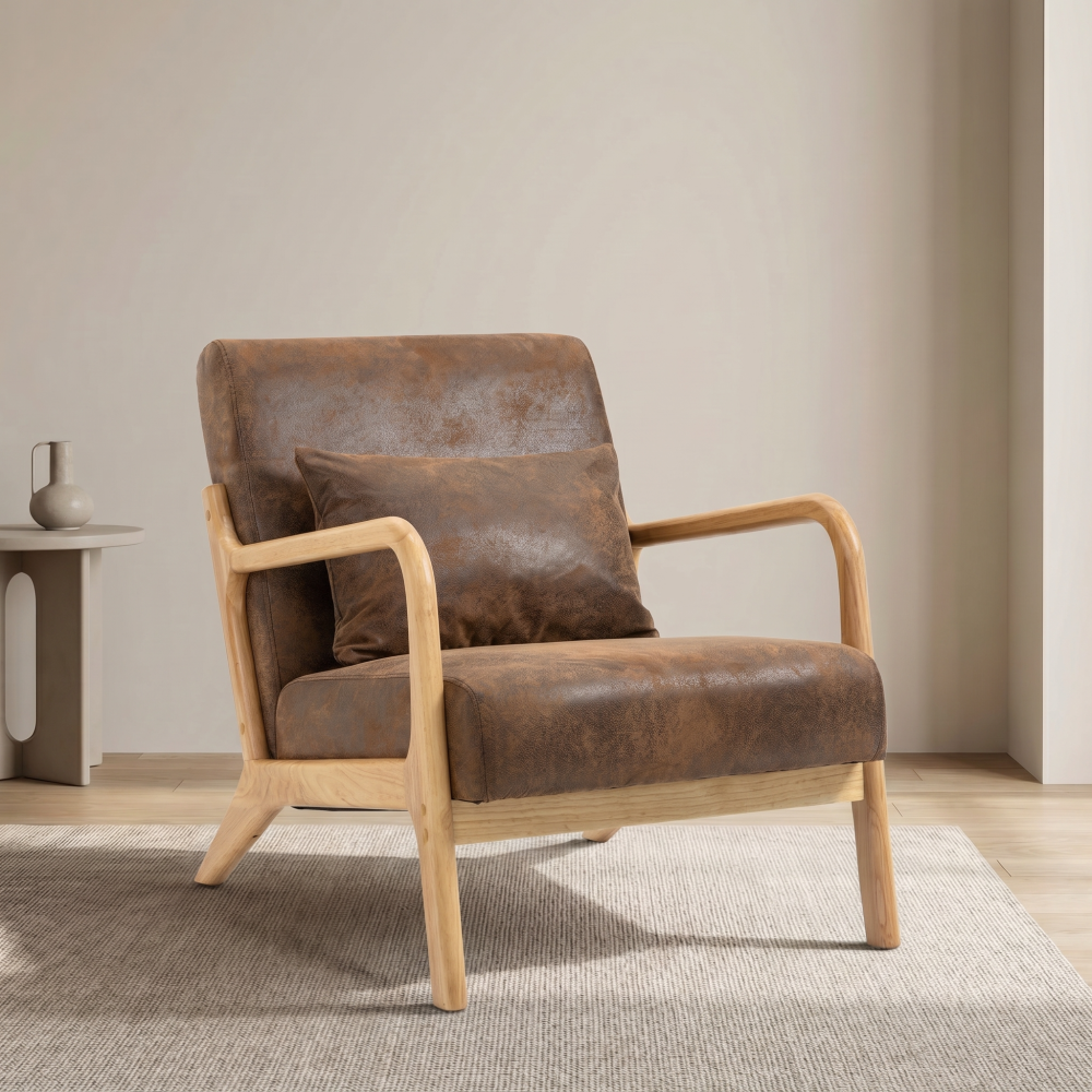 Mid Century Modern Accent Chair with Wood Frame
