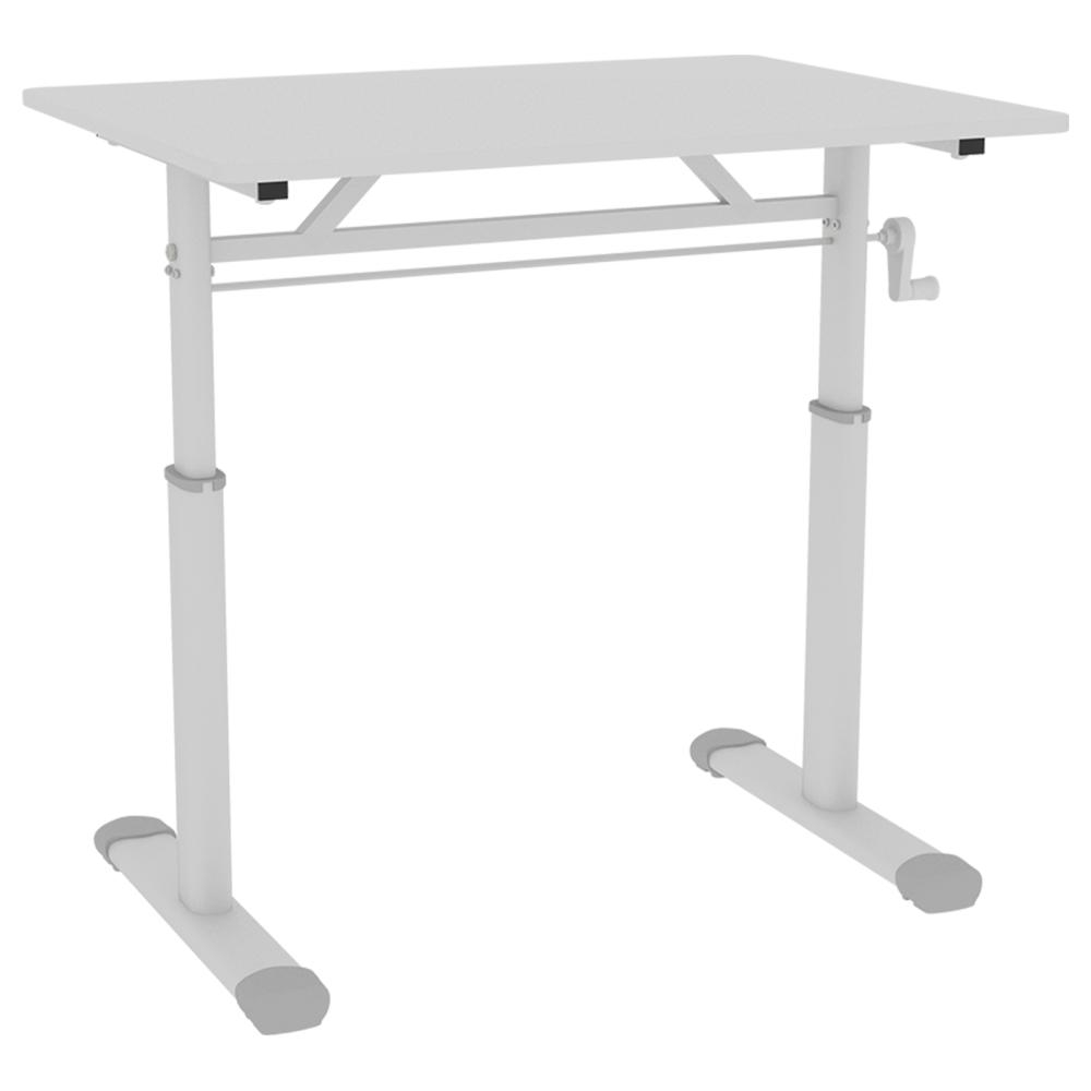 Height-Adjustable Standing Desk — 39" Manual Crank Sit-Stand Desk for Kids & Adults | Ergonomic Home Office Study Table | Sturdy Dual-Column Frame | No Electricity Needed | Compact Minimalist Design | White