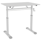Height-Adjustable Standing Desk — 39" Manual Crank Sit-Stand Desk for Kids & Adults | Ergonomic Home Office Study Table | Sturdy Dual-Column Frame | No Electricity Needed | Compact Minimalist Design | White