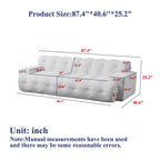 87.4" Cloud Series 3-Seat Minimalist Button-Tufted Sofa | Square Arm Chenille Upholstered Couch | High-Density Foam + Padded Backrest | No Assembly Required | Living Room, Apartment | White/Green/Black