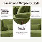 103" Deep Seat 3-Seater Sofa | 24" Extra Deep Cushions | Cloud Velvet Polyester Fabric | Solid Eucalyptus Frame & Wood Legs | 4 Pillows Included | 600 lbs | Pillow Top Arms | Beige / Green / Brick Red