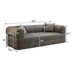 78.8" Convertible Floor Sofa Bed | Boneless Modular Sectional Couch | Pillow Back Support Armrests | Corduroy Fabric + Foam Fill | Hardware-Secured Backrest | No Assembly Required | Living Room, Bedroom, Apartment | Gray/Black/Camel/Green/Brown/Blue